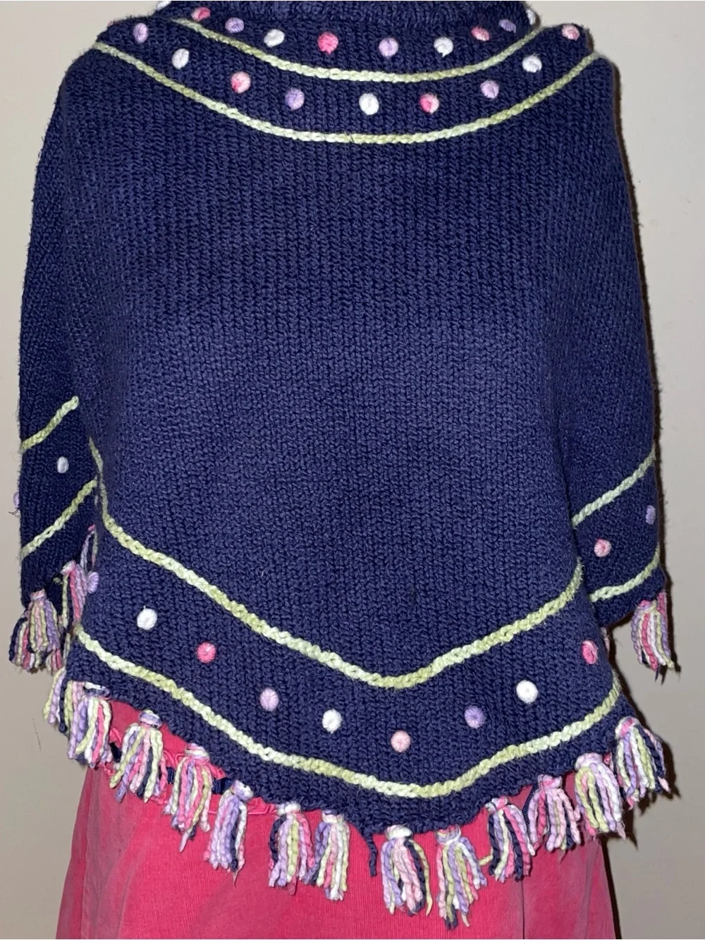 Talbots Navy Poncho &‎ corduroy dress SET -zippered back-retro